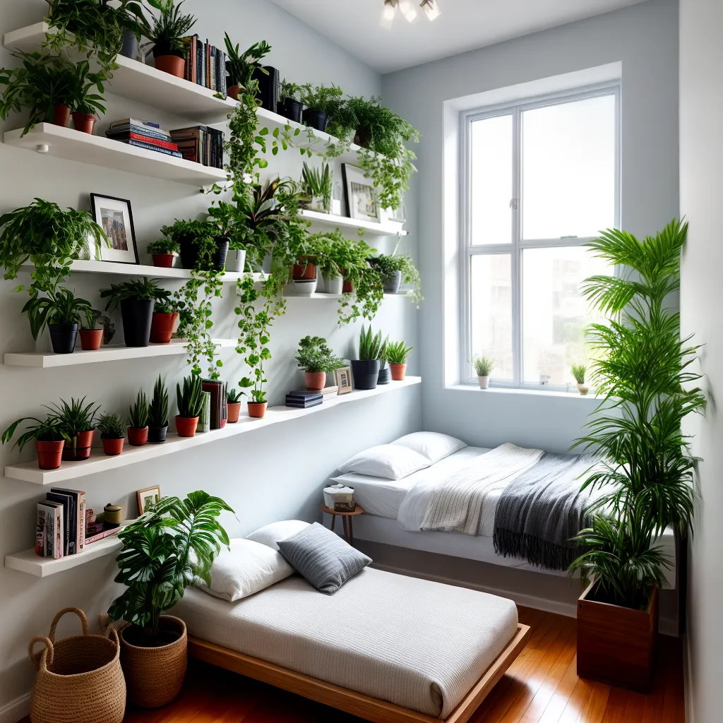 quarto plantas plasticas acolhedor