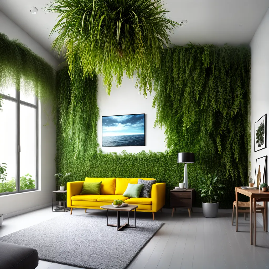 sala decorada plantas sinteticas sustentavel