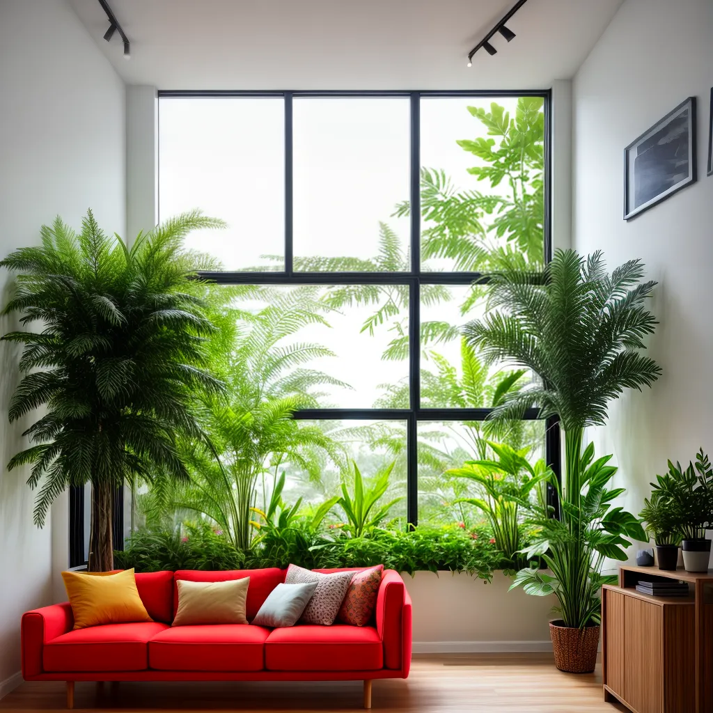 sala vibrante janela plantas plasticas