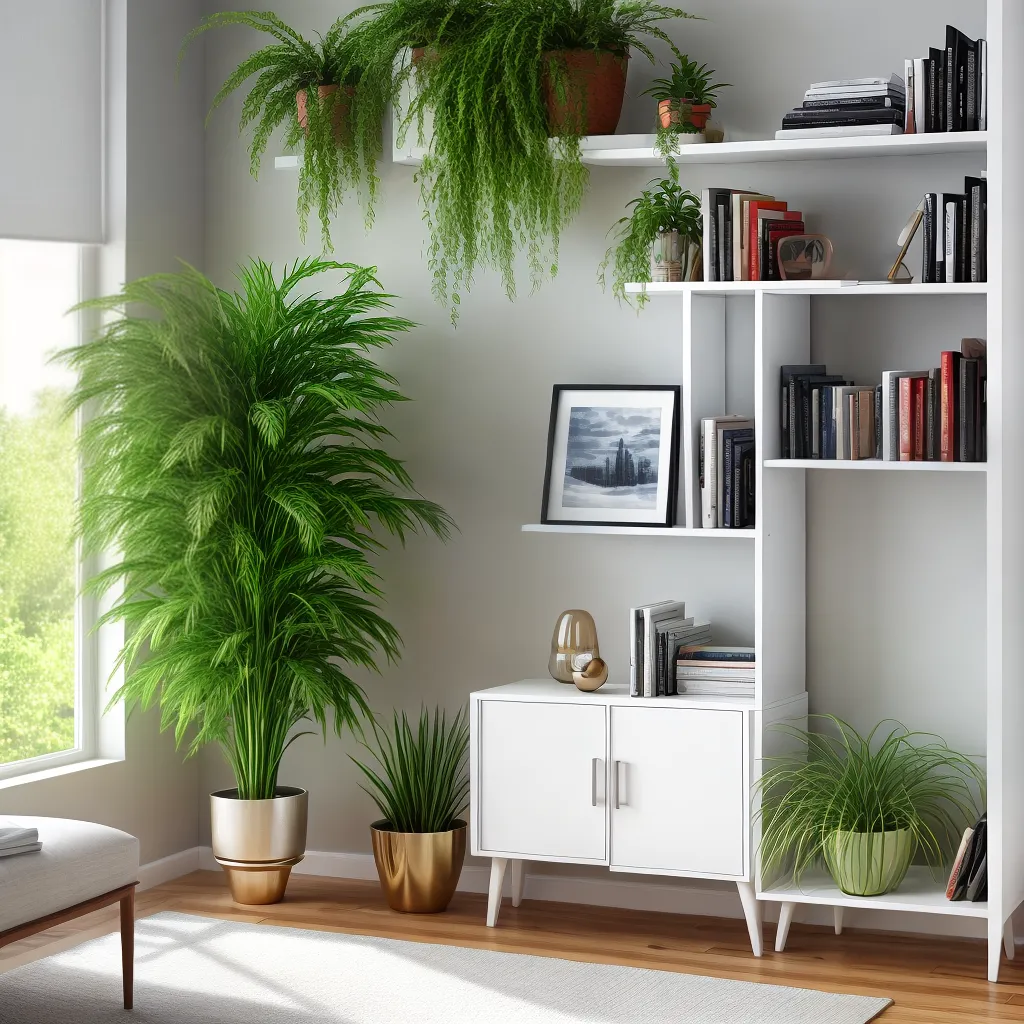sala vibrante design moderno estante plantas