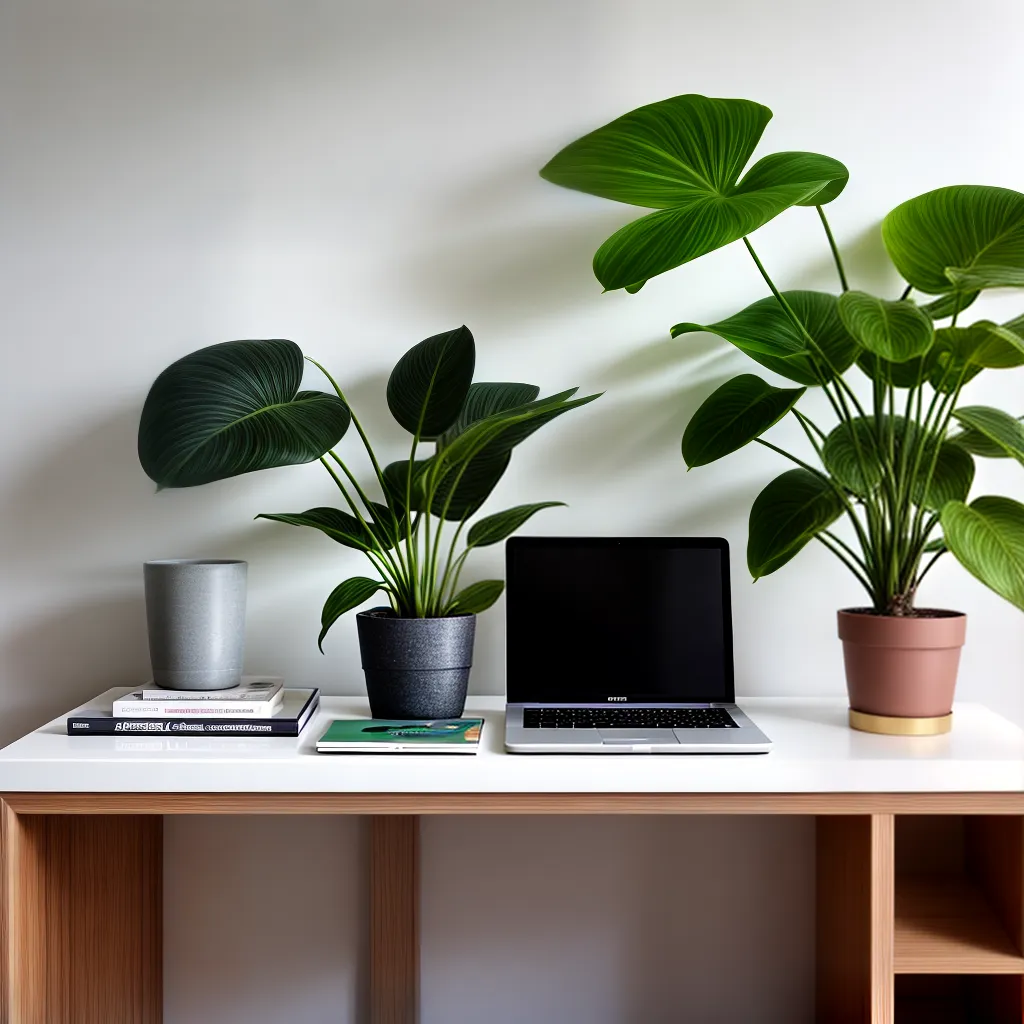 mesa moderna planta verde