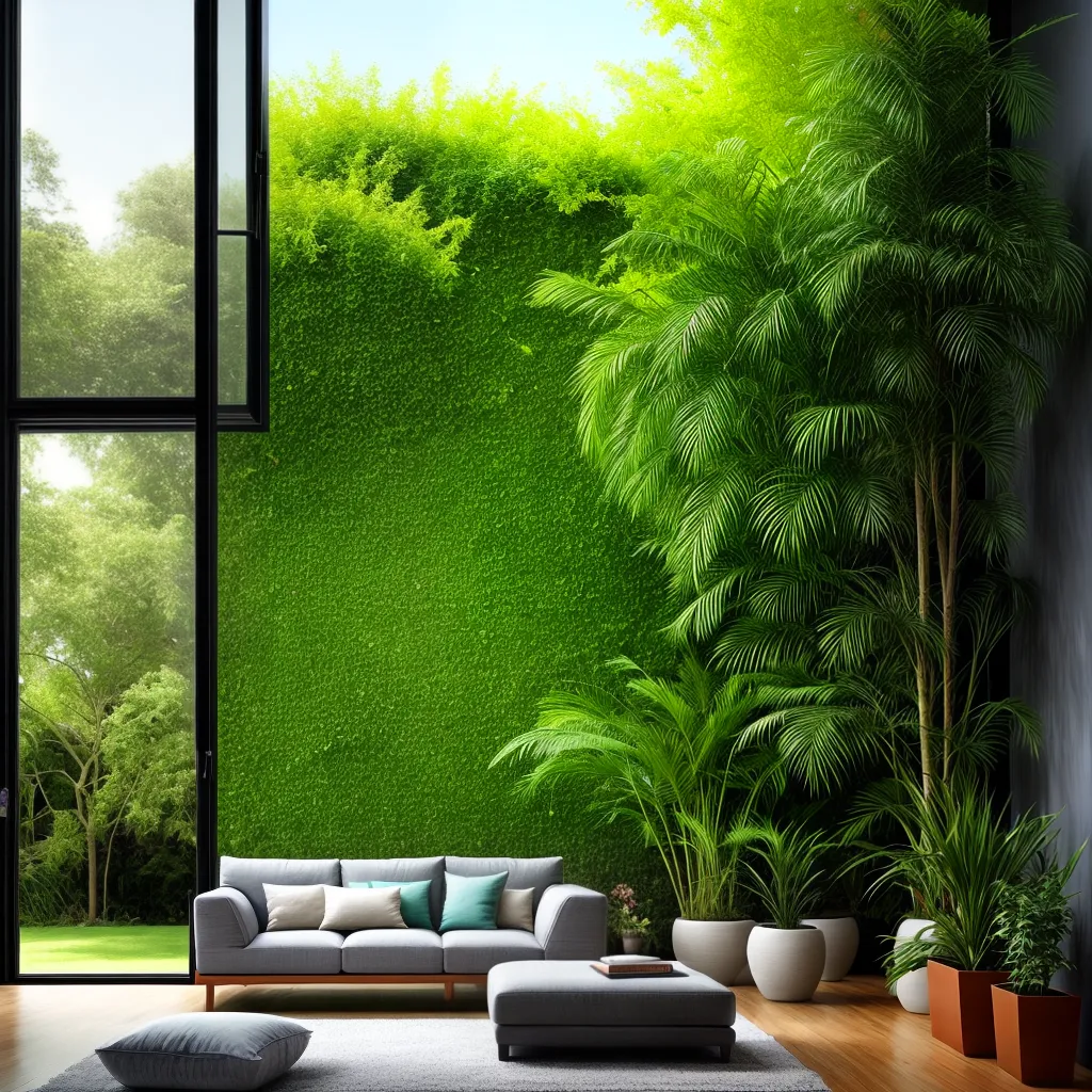 sala decorada jardim artificial