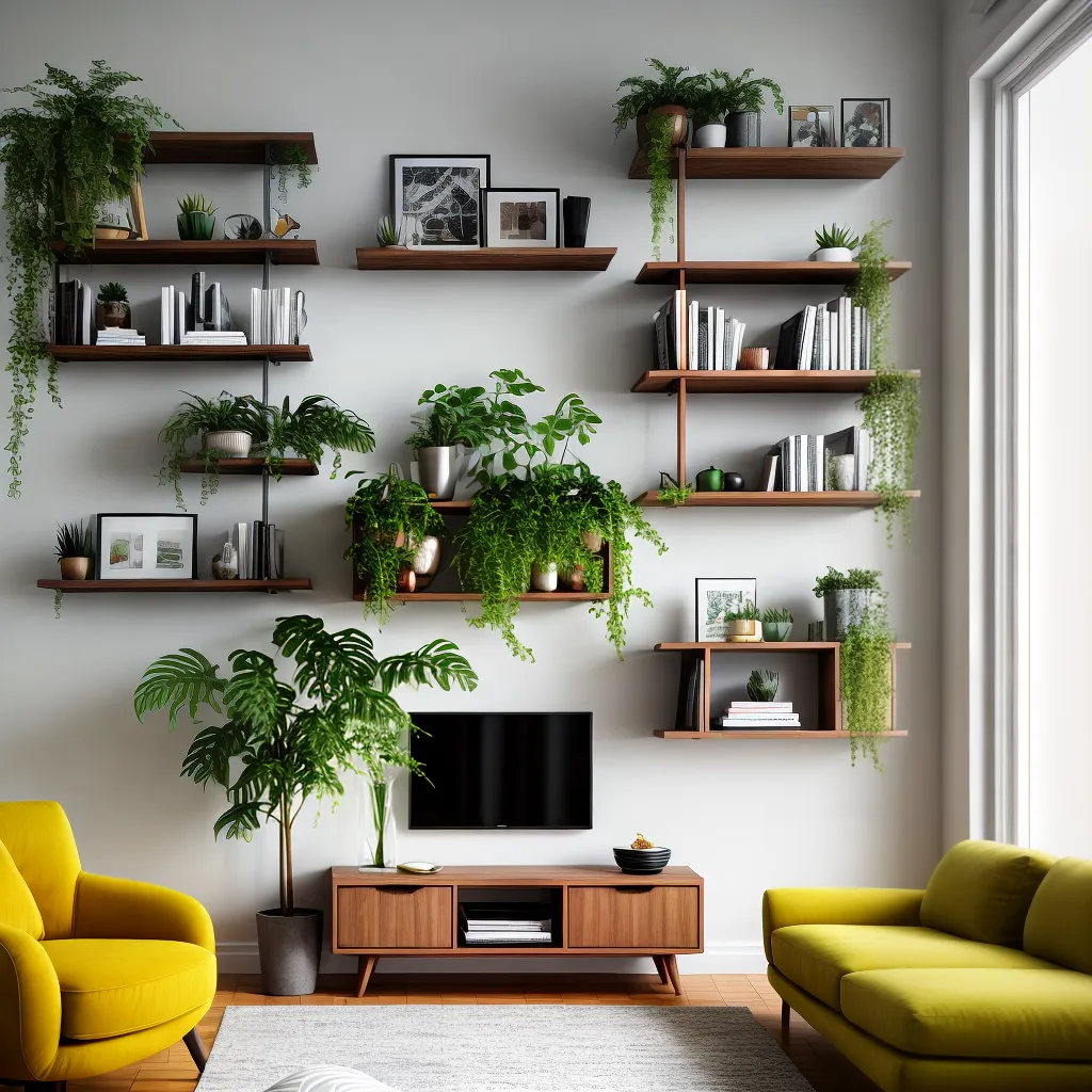 sala decorada plantas verdes plastico