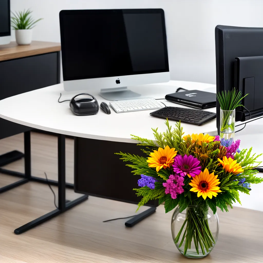 mesa moderna flores artificiais