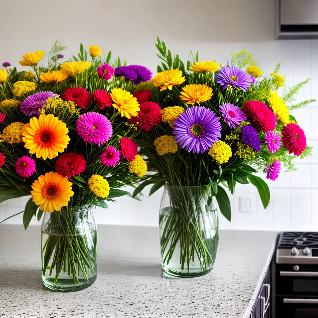 flores artificiais cozinha alegre