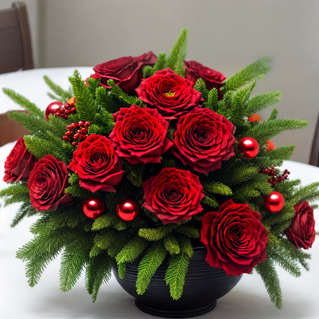 arranjo natalino flores artificiais vibrantes
