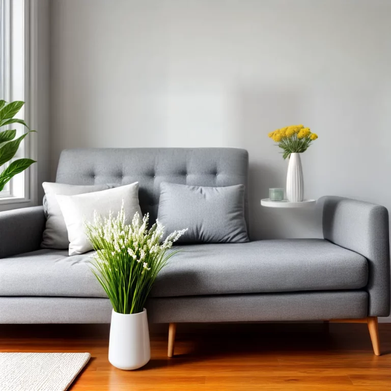 Decoração minimalista com flores falsas