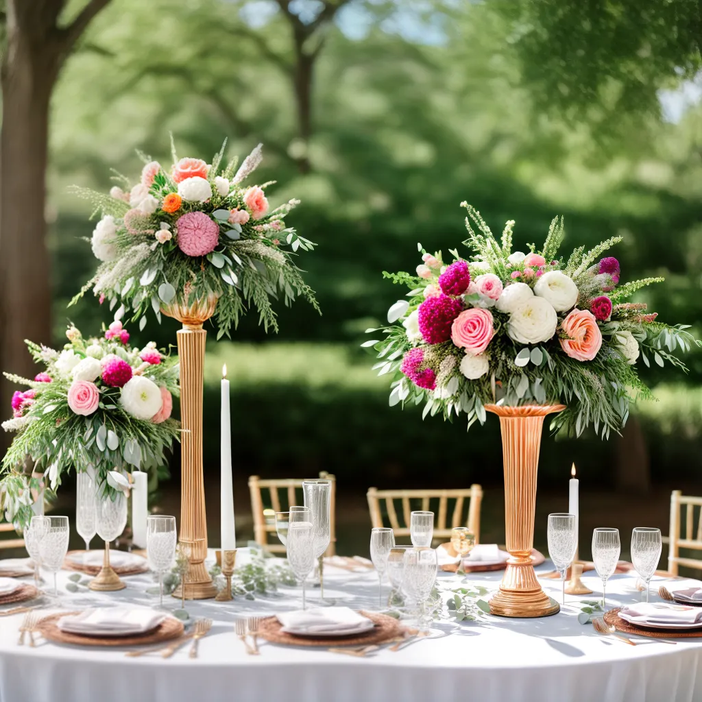 Decoração de casamento sustentável com flores falsas.