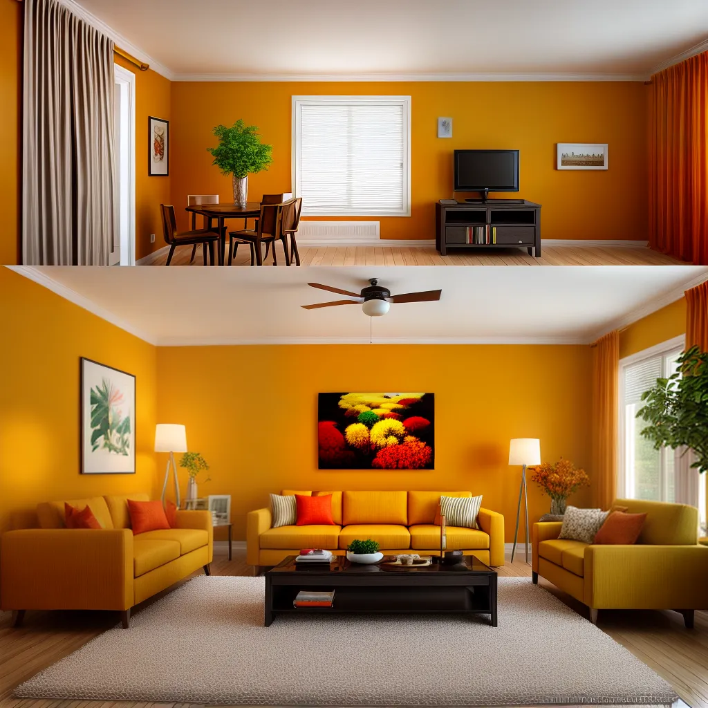 sala vibrante laranja amarelo