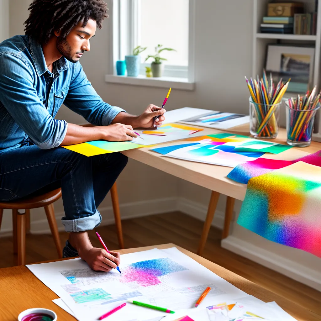 designer mesa trabalho esbocos cores