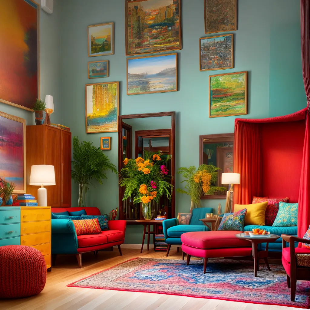 sala estar design mix colorido