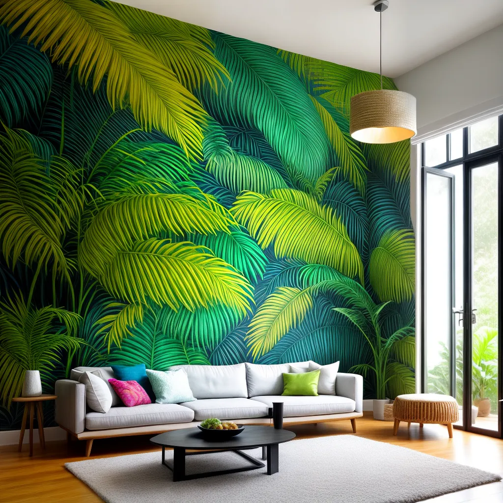 papel de parede jungle tropical sala