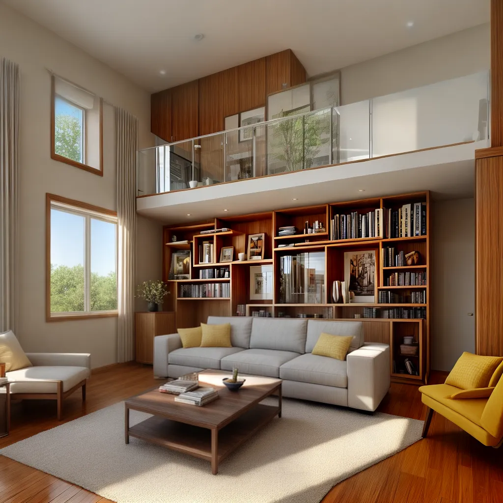 sala ergonomica acolhedora livros janela