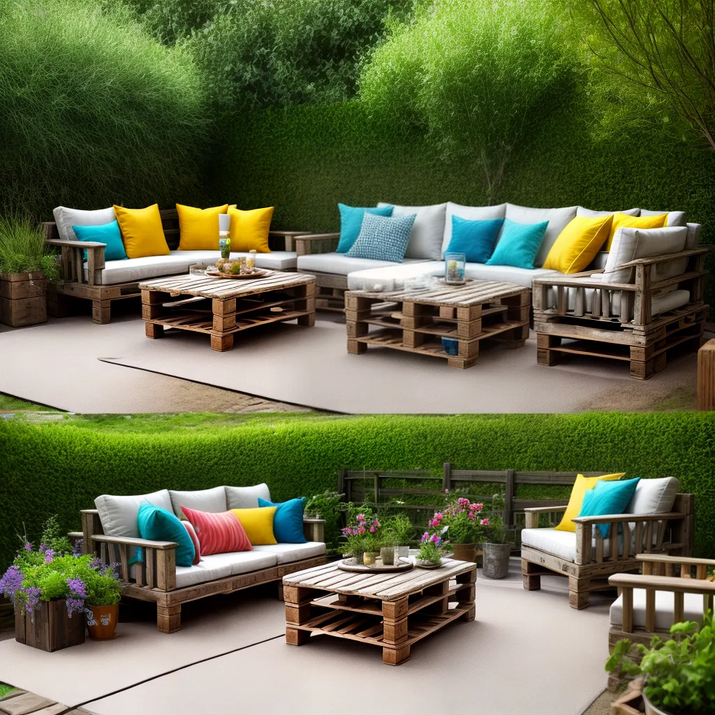 jardim rustico sofa paletes colorido