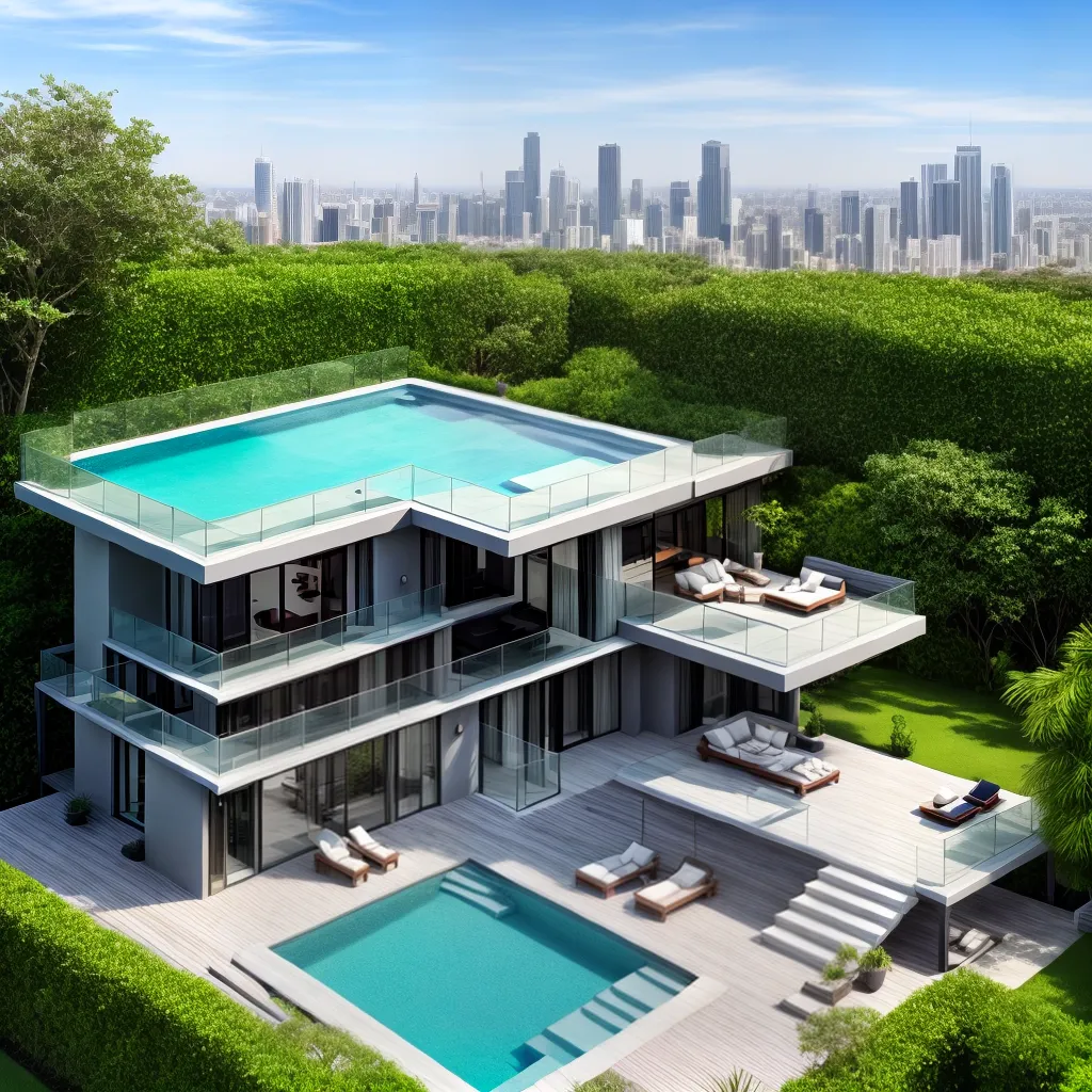 terraco luxuoso piscina infinita verde