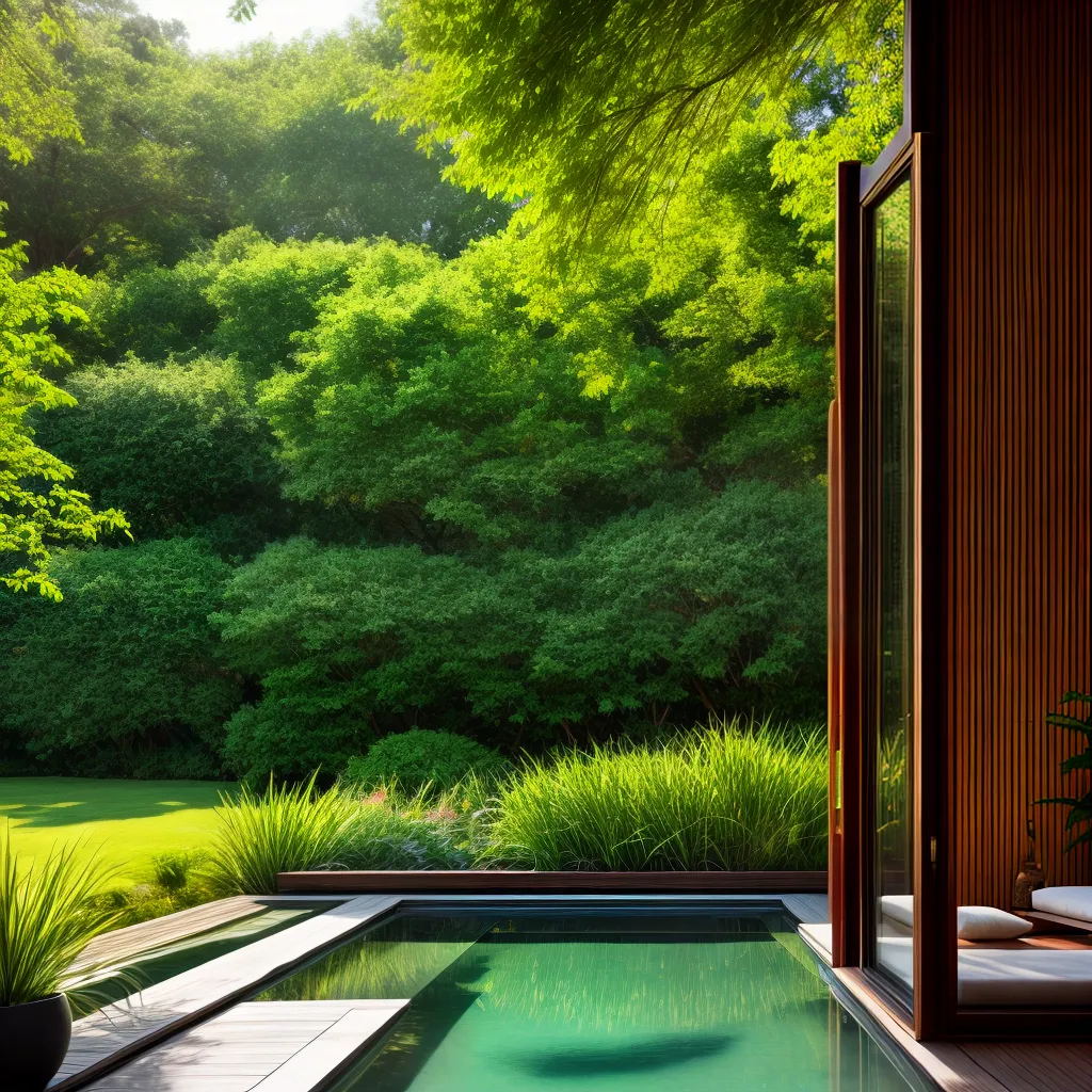 varanda zen plantas agua meditacao
