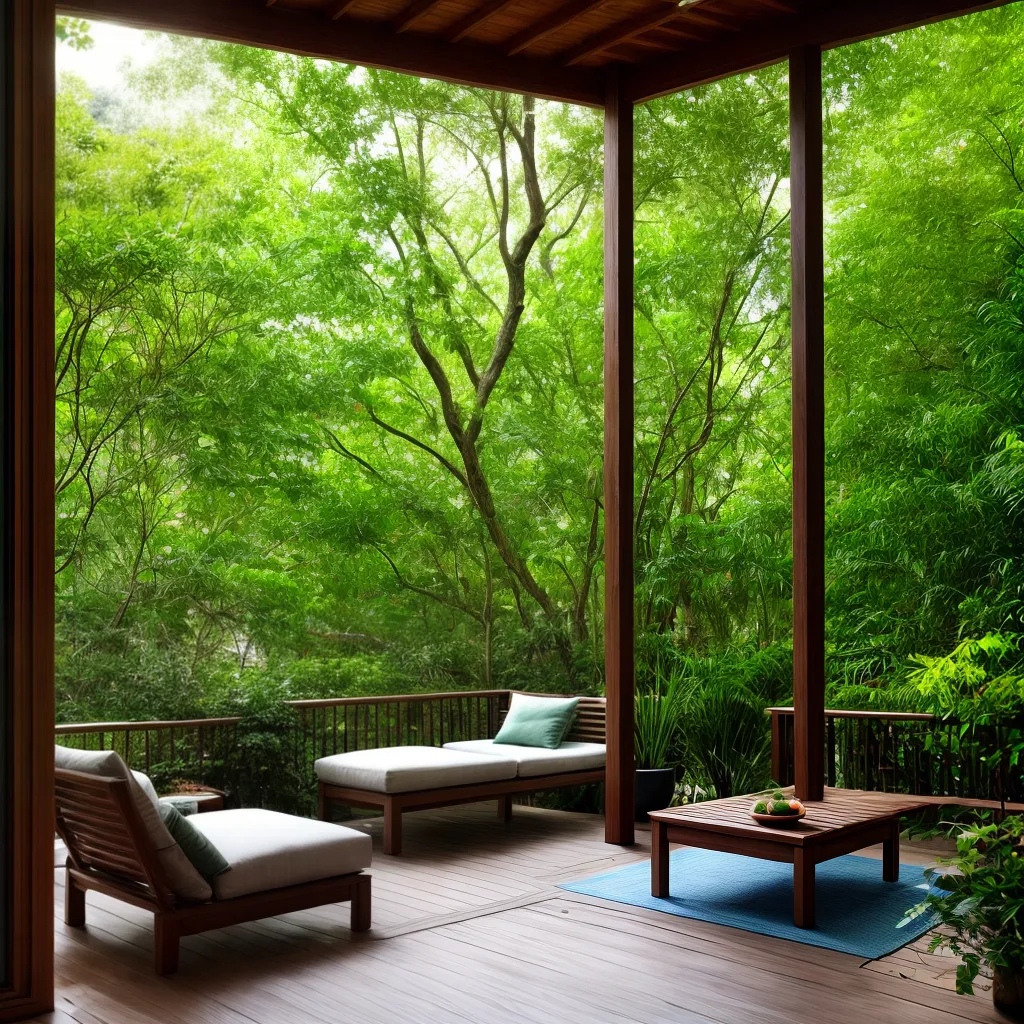 varanda zen plantas luzes fountain yoga