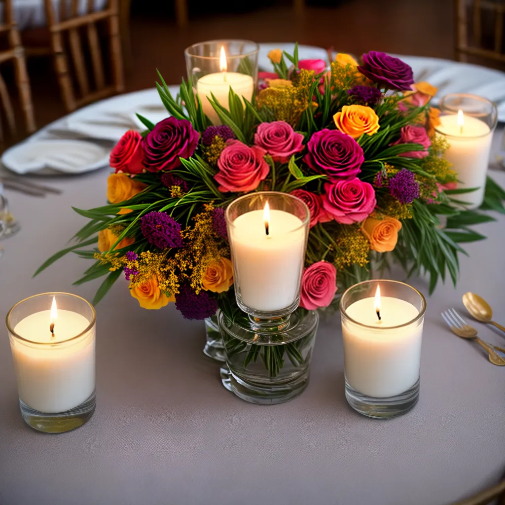 arranjo floral velas romantico sofisticado
