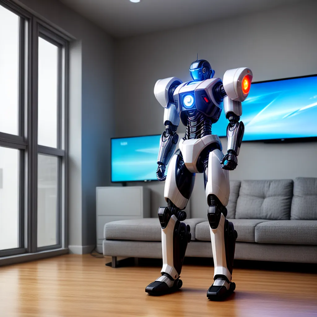 robo futurista sala limpeza