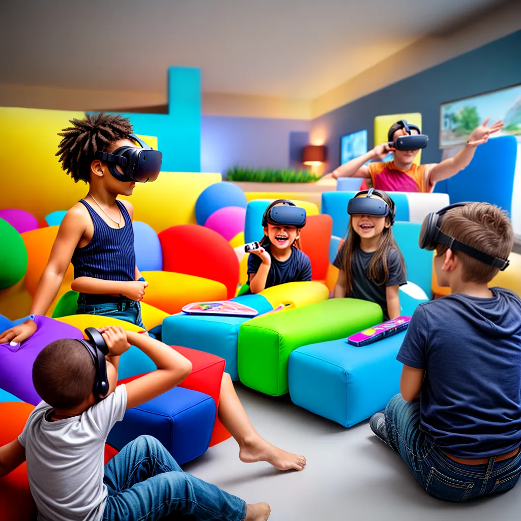 familia realidade virtual sala interativa