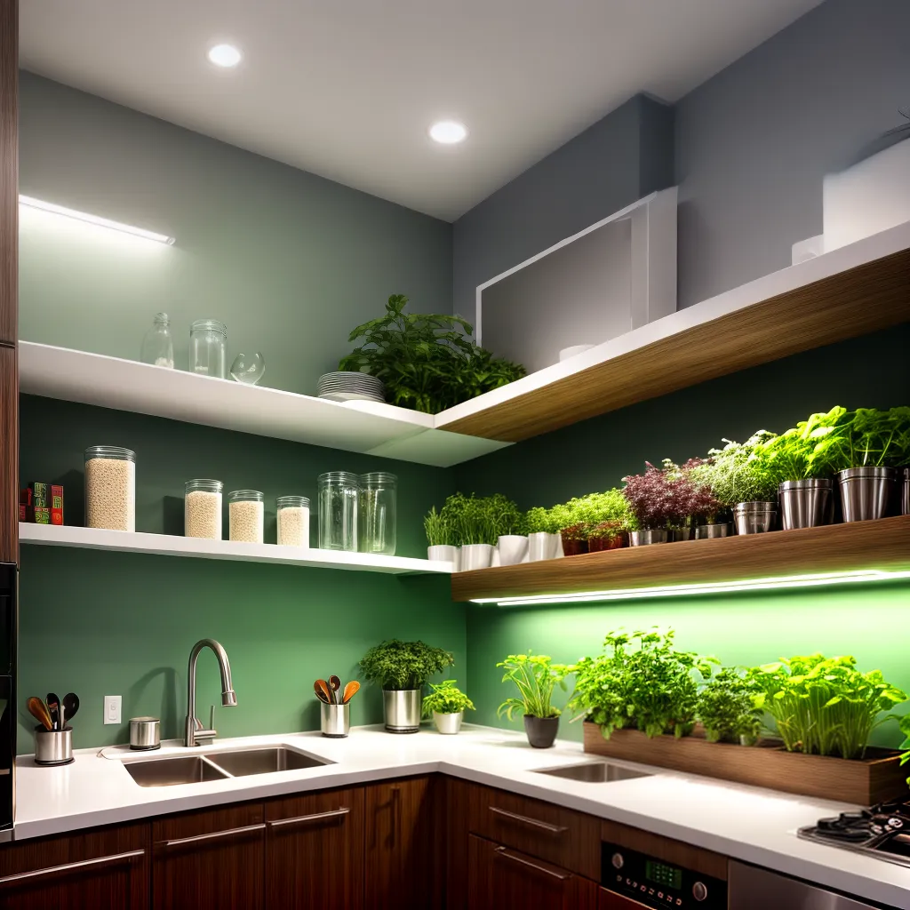 cozinha hidroponica plantas led sustentavel