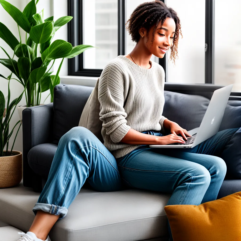 pessoa couch laptop plantas