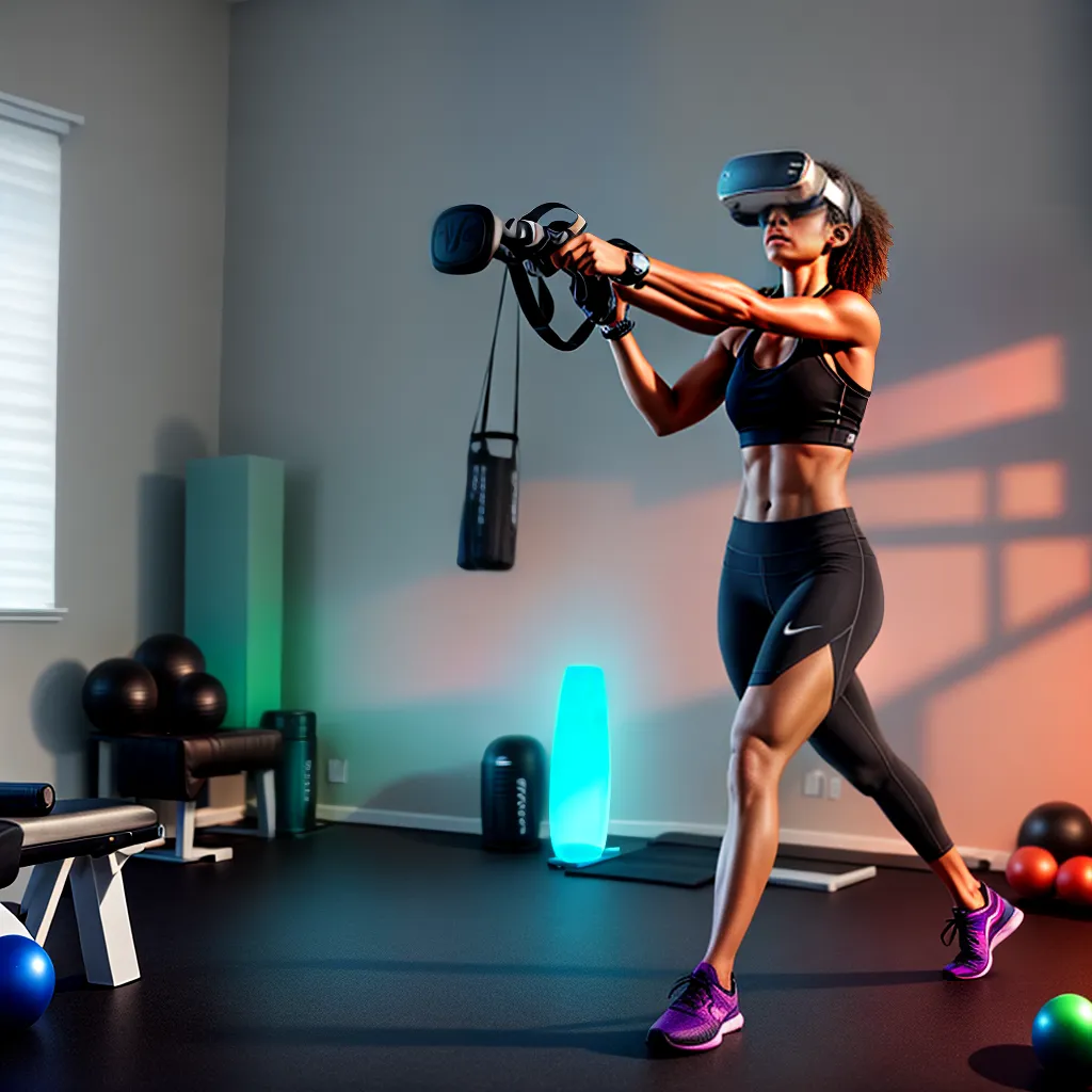 treino virtual mulher sala tecnologia