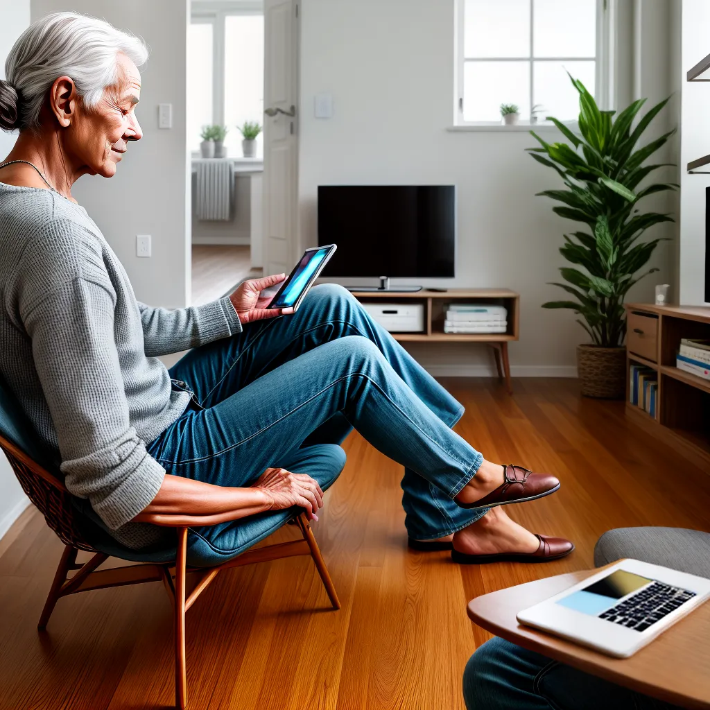 idoso conforto tecnologia tablet assistente