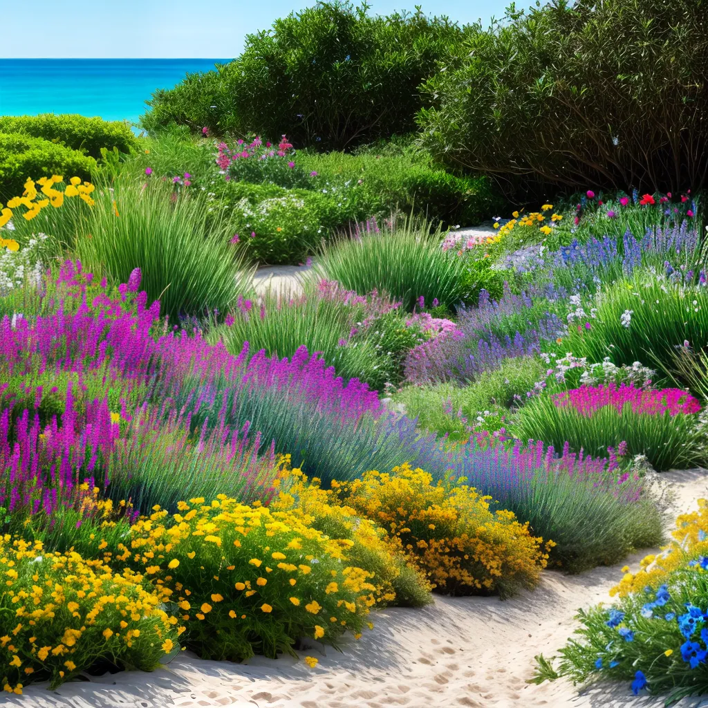 jardim costeiro mar plantas coloridas