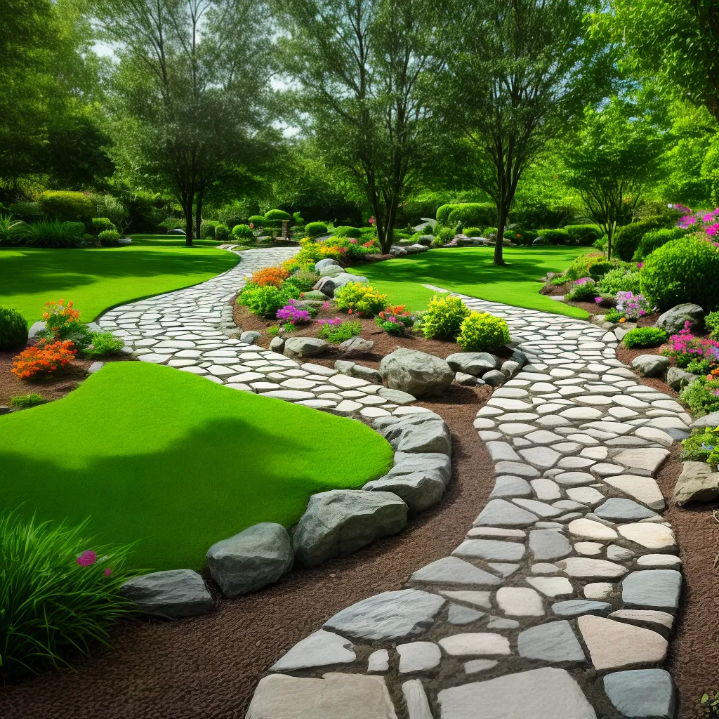 caminho pedras jardim verde
