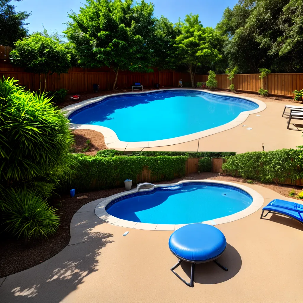 piscina azul jardim familia diversao