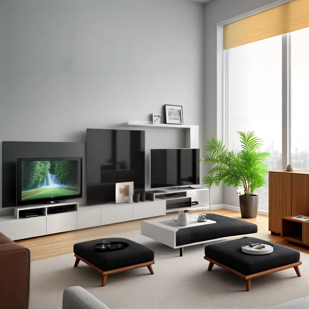 sala moderna moveis inteligentes 3d