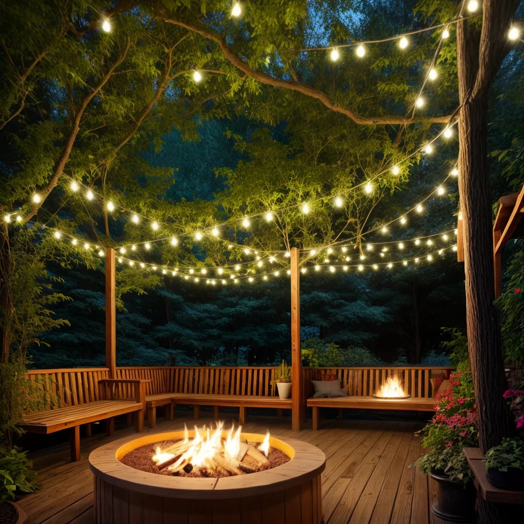 jardim inverno pergola luzes fogo