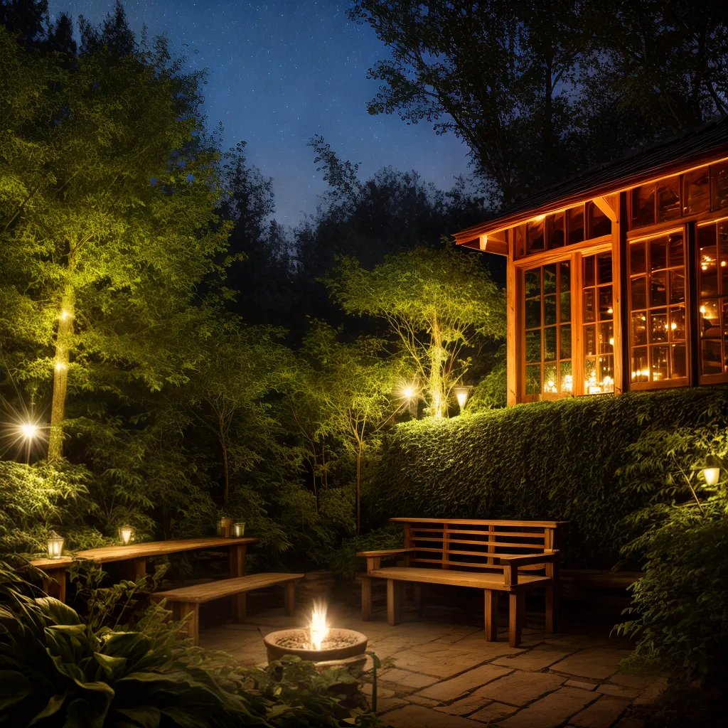 jardim inverno banco madeira luzes