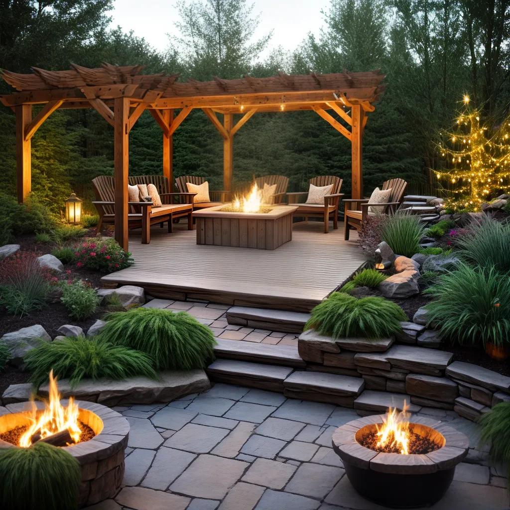 jardim inverno pergola luzes fogueira