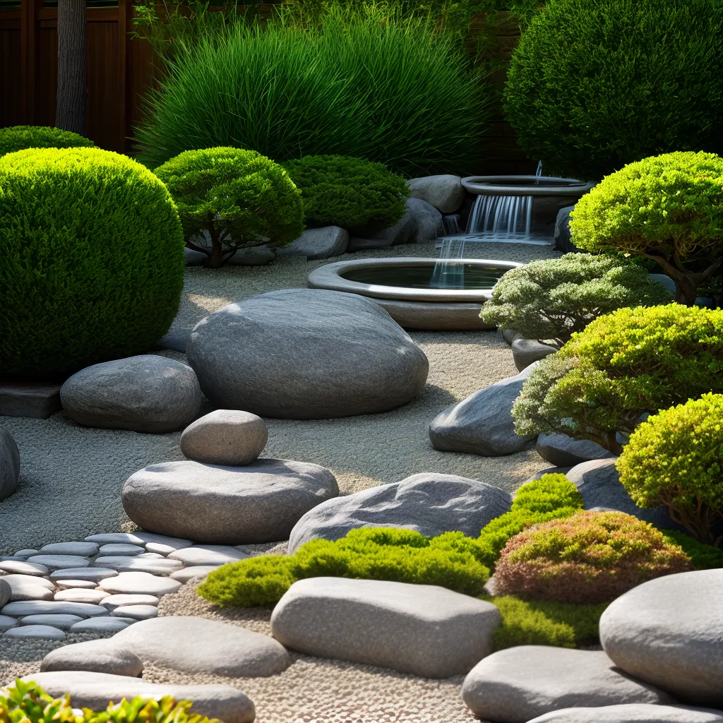 jardim zen caminho pedras bonsai