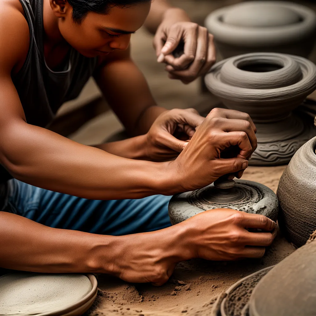 artesao argila roda pottery