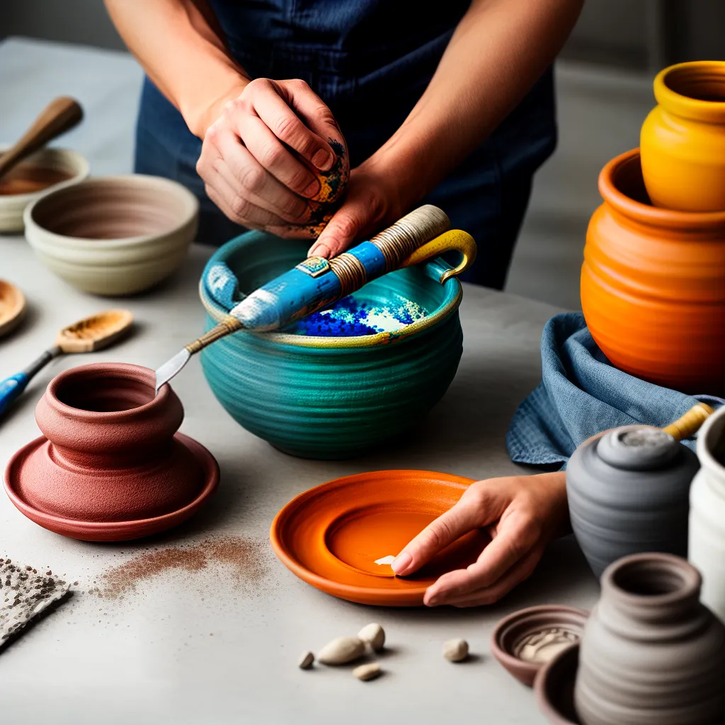 maos oleiro argila pintura pottery