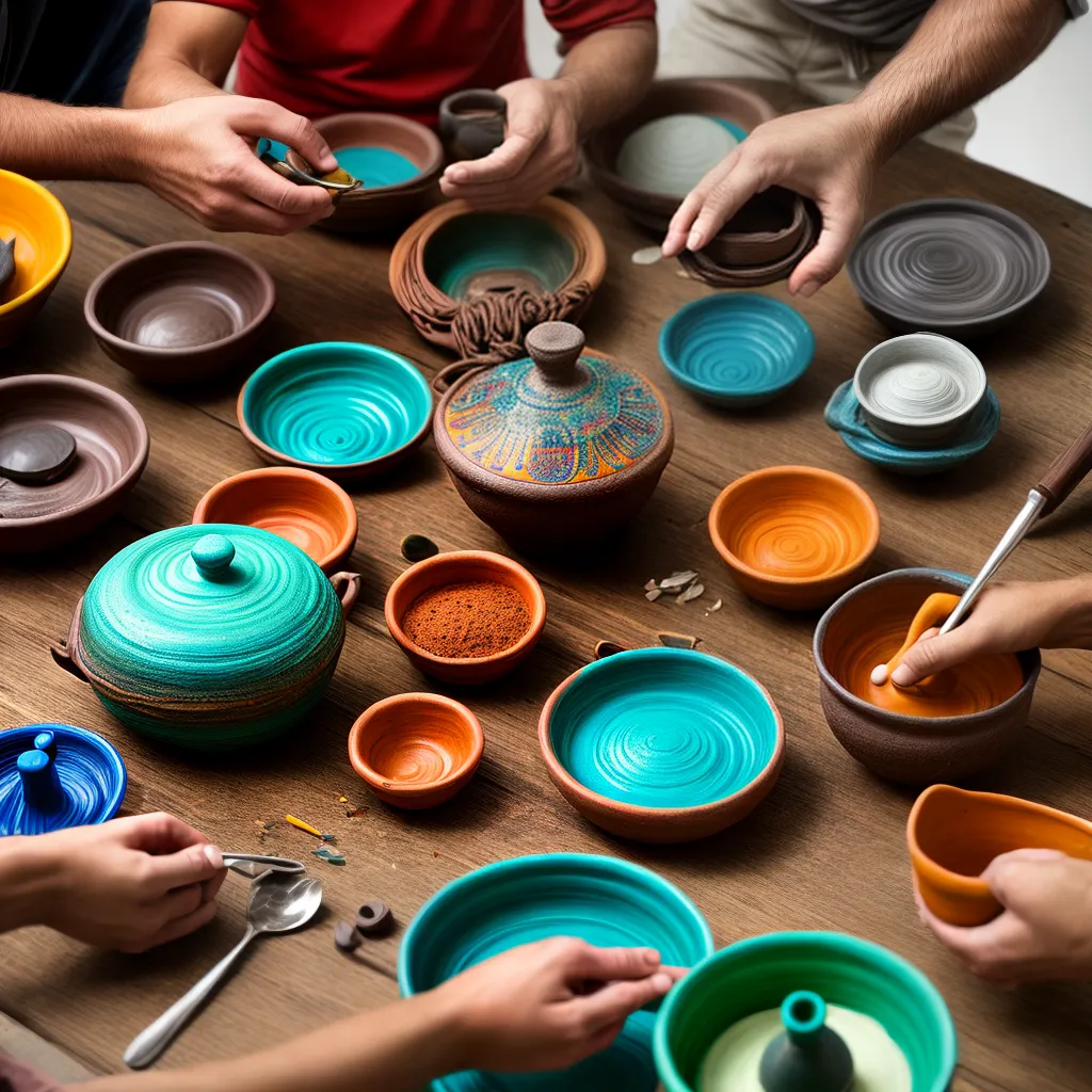 artesaos argila pottery criacao colorida