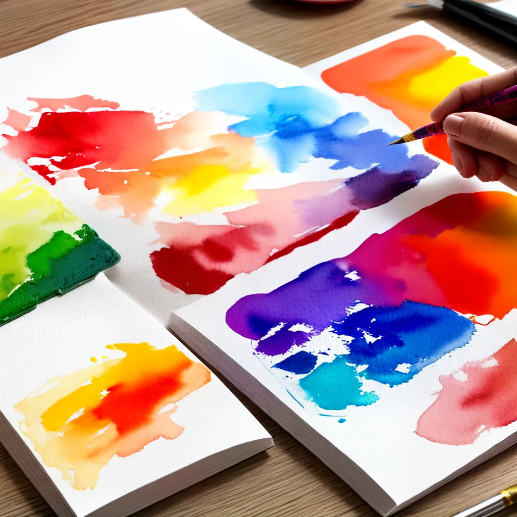 paleta aquarela cores pincel papel 1