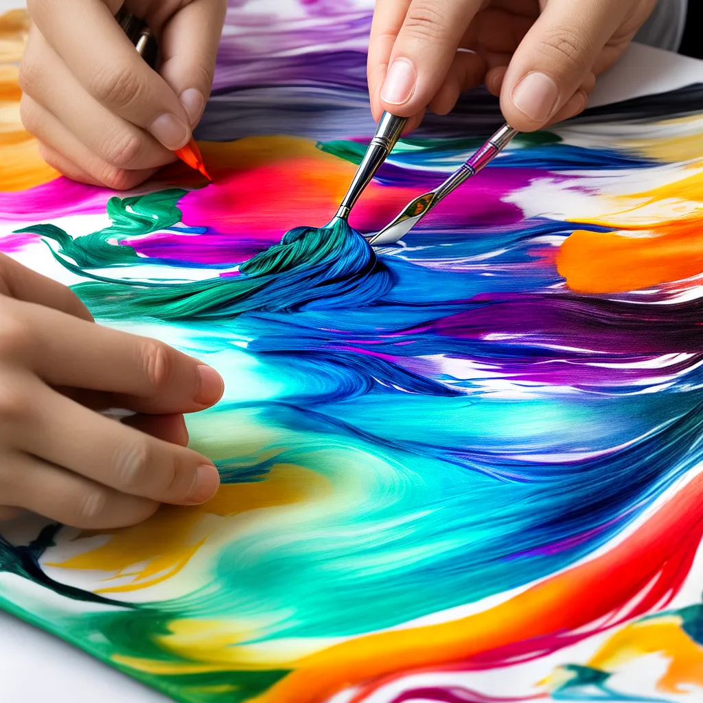 pintura seda artista colorida brushstrokes