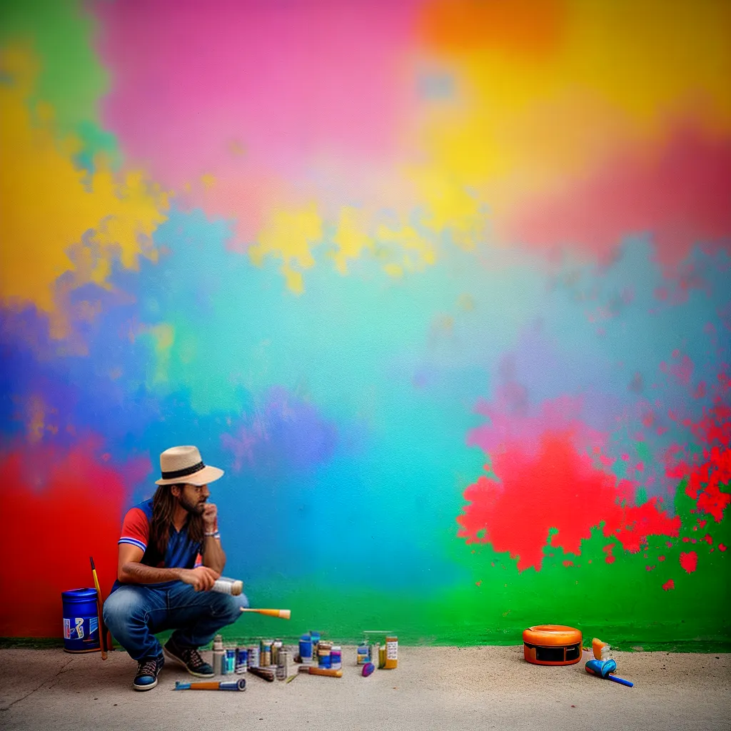 mural colorido artista iniciante