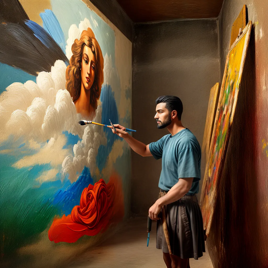 artista pintando fresco parede artista pintando fresco parede