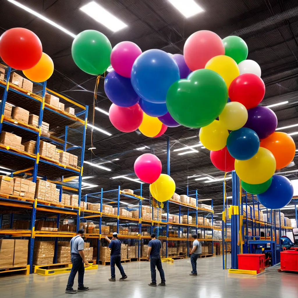 armazem baloes coloridos equipe logistica