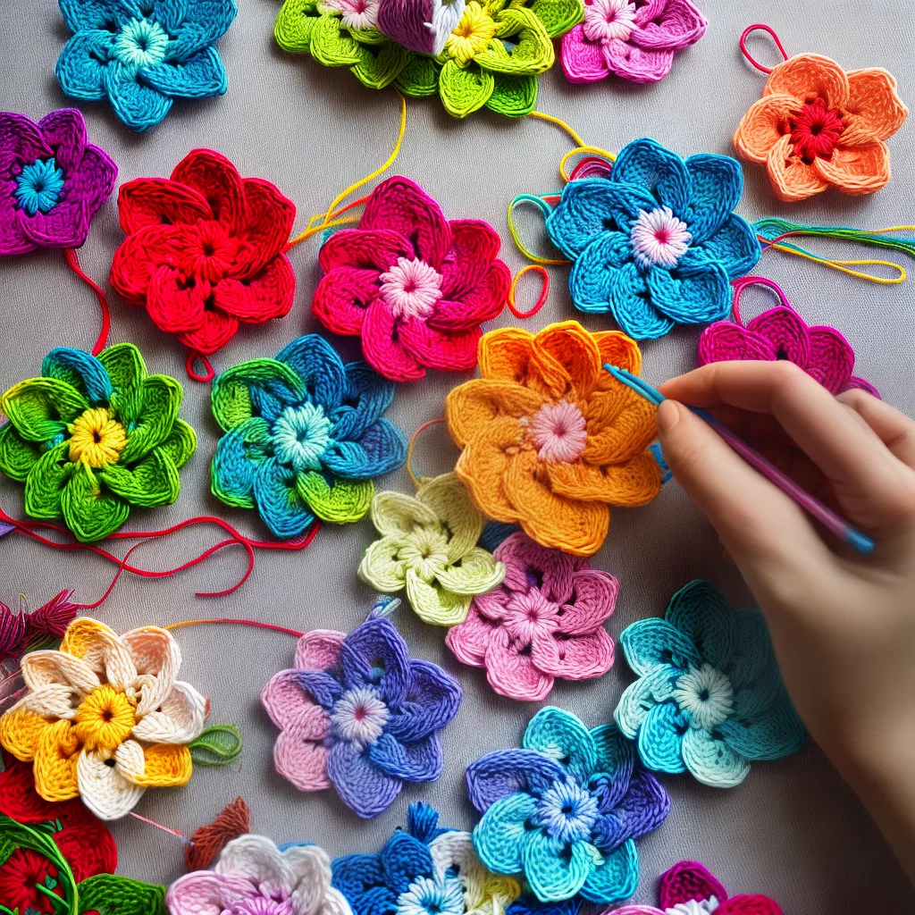 croche flores maos coloridas 1