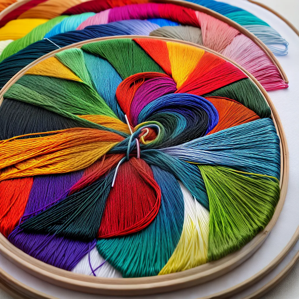bordado hoop linhas coloridas