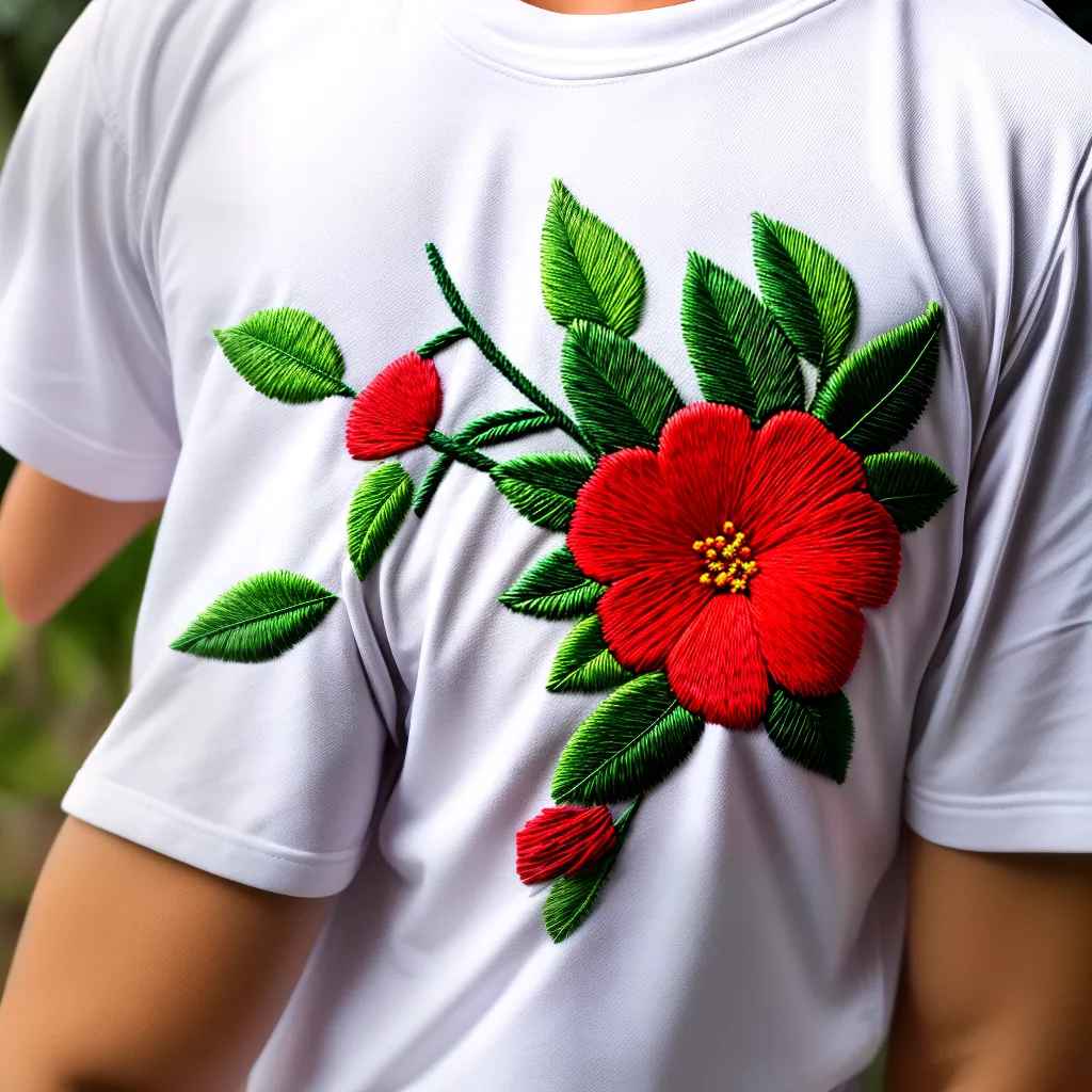 bordado colorido flores camiseta