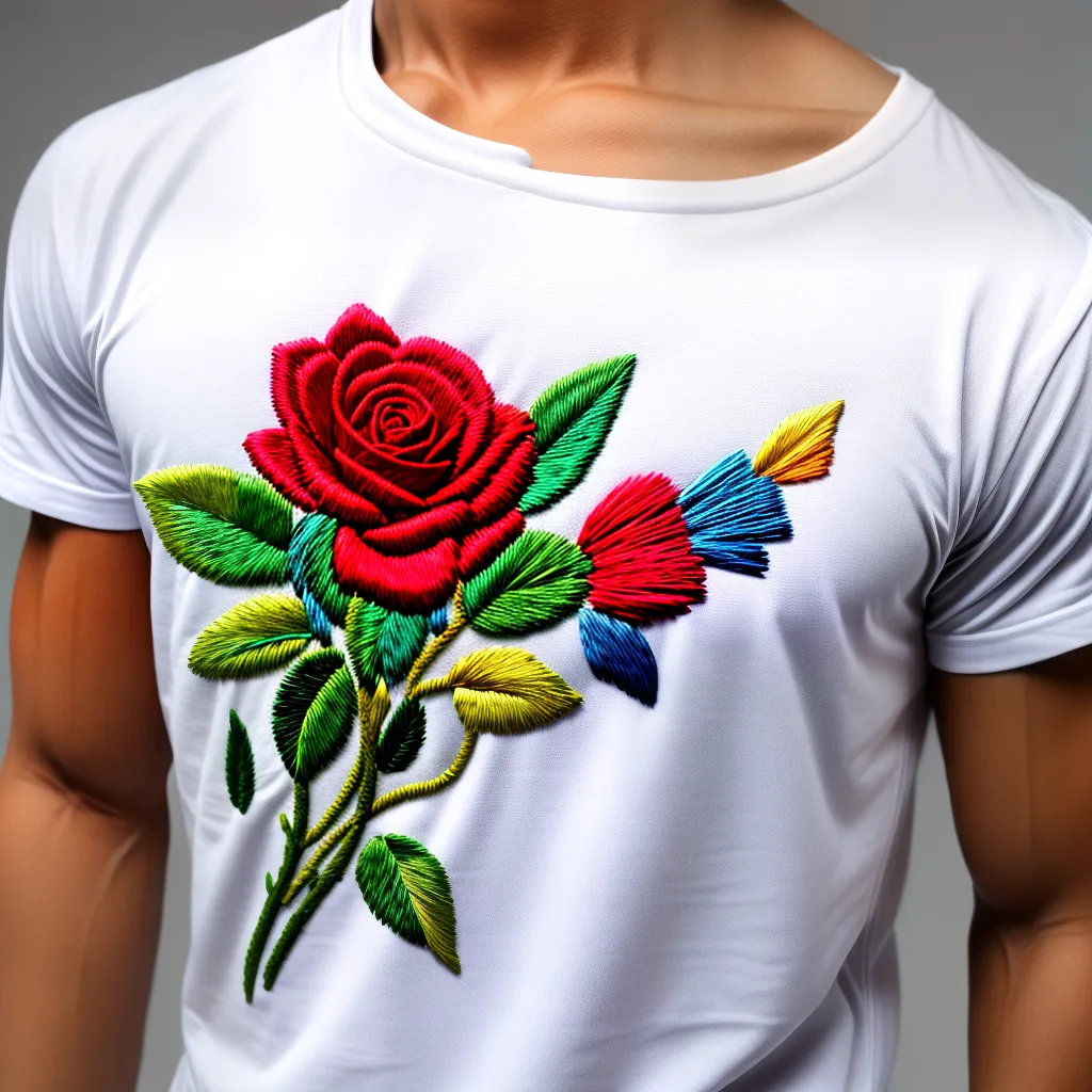 bordado flor camiseta branca