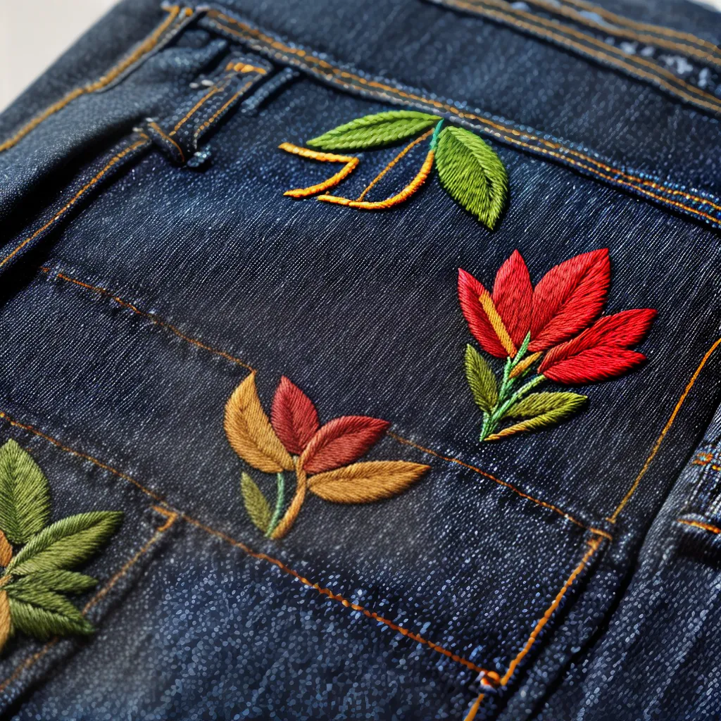 jeans bordado criativo artesanal