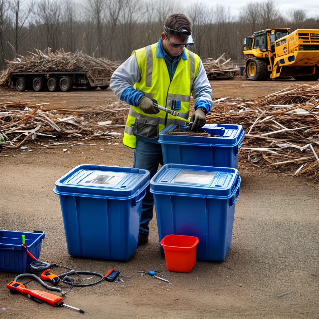 trabalhador desmontando eletronico reciclagem